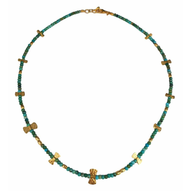 14K Gold & Turquoise Beaded Bow Necklace - M9375-Marika-Renee Taylor Gallery