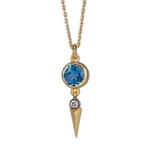 14K Gold Diamond and Blue Topaz Necklace - M9440-Marika-Renee Taylor Gallery