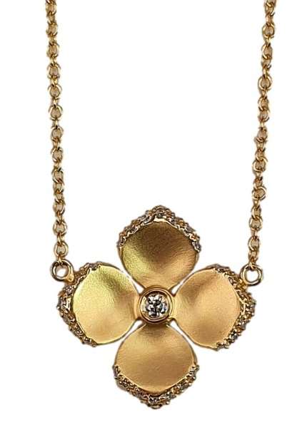 14K Gold & Diamond Floral Pendant Necklace - M9505-Marika-Renee Taylor Gallery