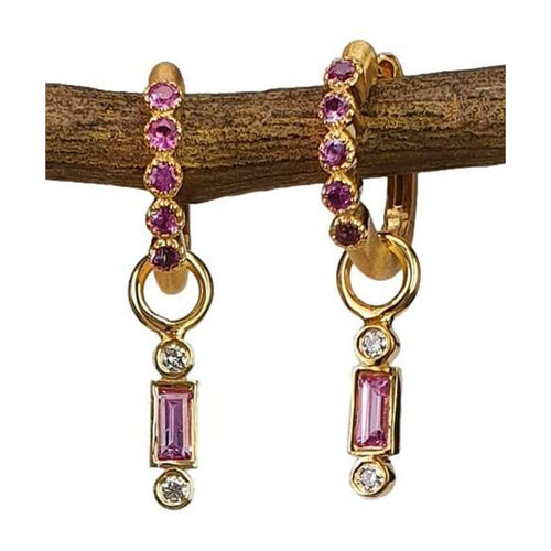 14K Gold, Pink Sapphire & Diamond Drop Earrings - M9519-Marika-Renee Taylor Gallery