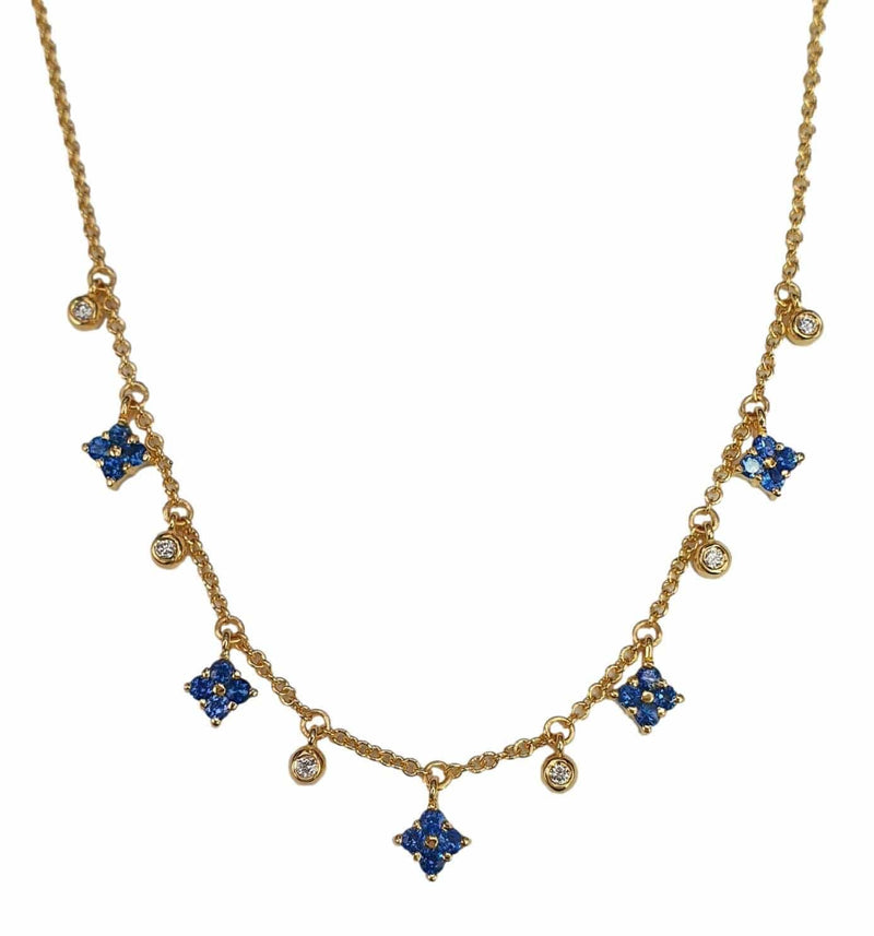 14K Gold Blue Sapphire and Diamond Charm Necklace - M9537-Marika-Renee Taylor Gallery