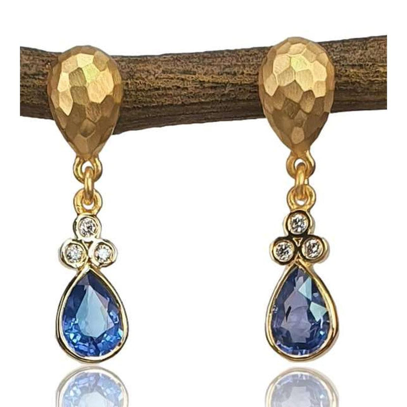 14K Gold Blue Sapphire & Diamond Drop Earrings - M9551-Marika-Renee Taylor Gallery
