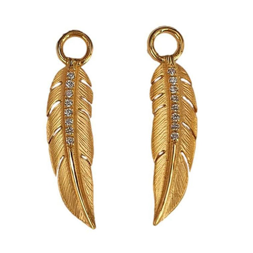 14K Gold Feather Charm with Pavé Diamonds - M9572-Marika-Renee Taylor Gallery