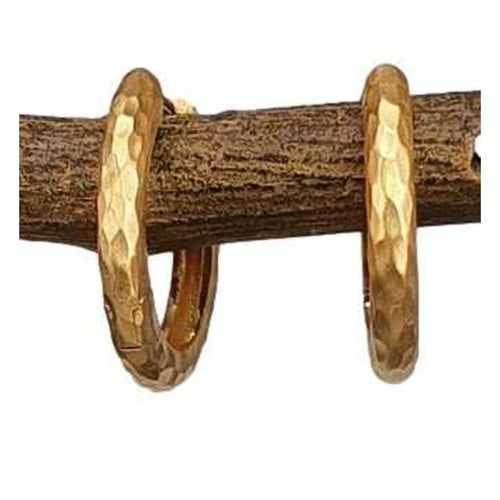14K Gold Hammered Huggie Hoop Earrings - M9580-Marika-Renee Taylor Gallery