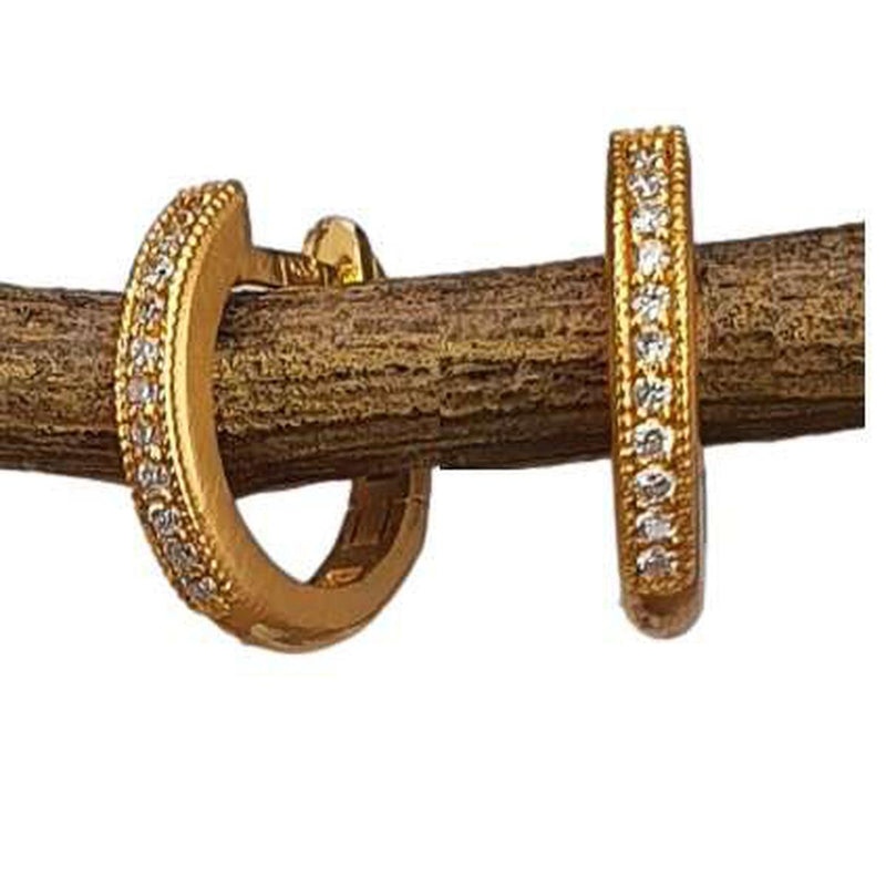 14K Gold & Diamond Huggie Hoop Earrings - M9581-Marika-Renee Taylor Gallery