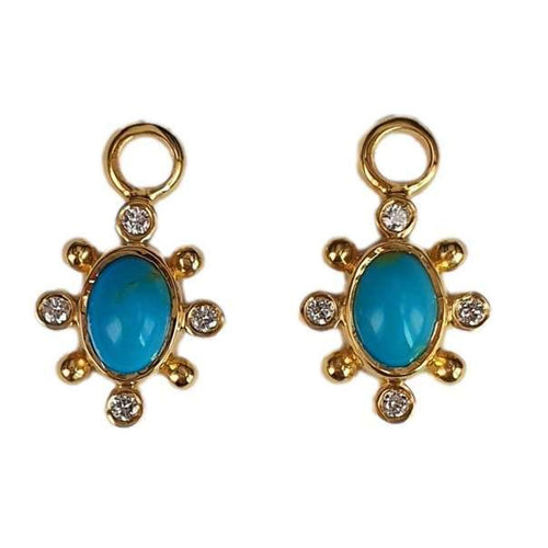 14K Gold Oval Turquoise & Diamond Charms - M9587-Marika-Renee Taylor Gallery