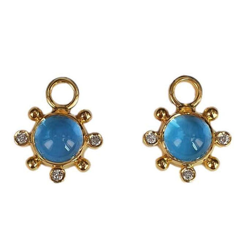 14K Gold Sunburst Blue Topaz Charm with Diamond Accents - M9589-Marika-Renee Taylor Gallery