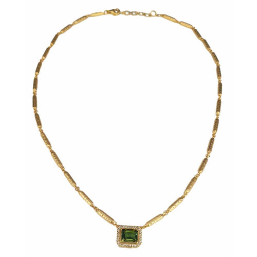 14K Gold, Green Tourmaline & Diamond Pendant Necklace - M959-Marika-Renee Taylor Gallery