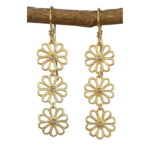 14K Gold Triple Flower Diamond Drop Earrings - M9719-Marika-Renee Taylor Gallery
