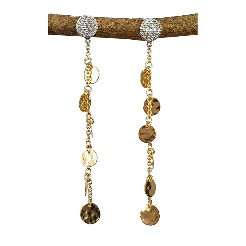 14K Gold Diamond & Hammered Disc Drop Earrings - M9720-Marika-Renee Taylor Gallery