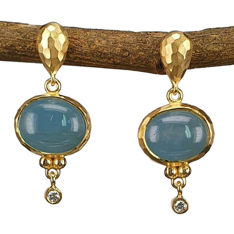 14K Gold, Aquamarine & Diamond Drop Earrings - M9735-Marika-Renee Taylor Gallery
