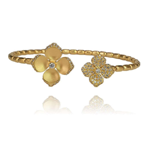 14K Gold Diamond Floral Open Bangle - M9785-Marika-Renee Taylor Gallery