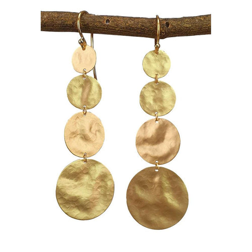 14K Gold Hammered Disc Cascade Earrings - M9815-Marika-Renee Taylor Gallery