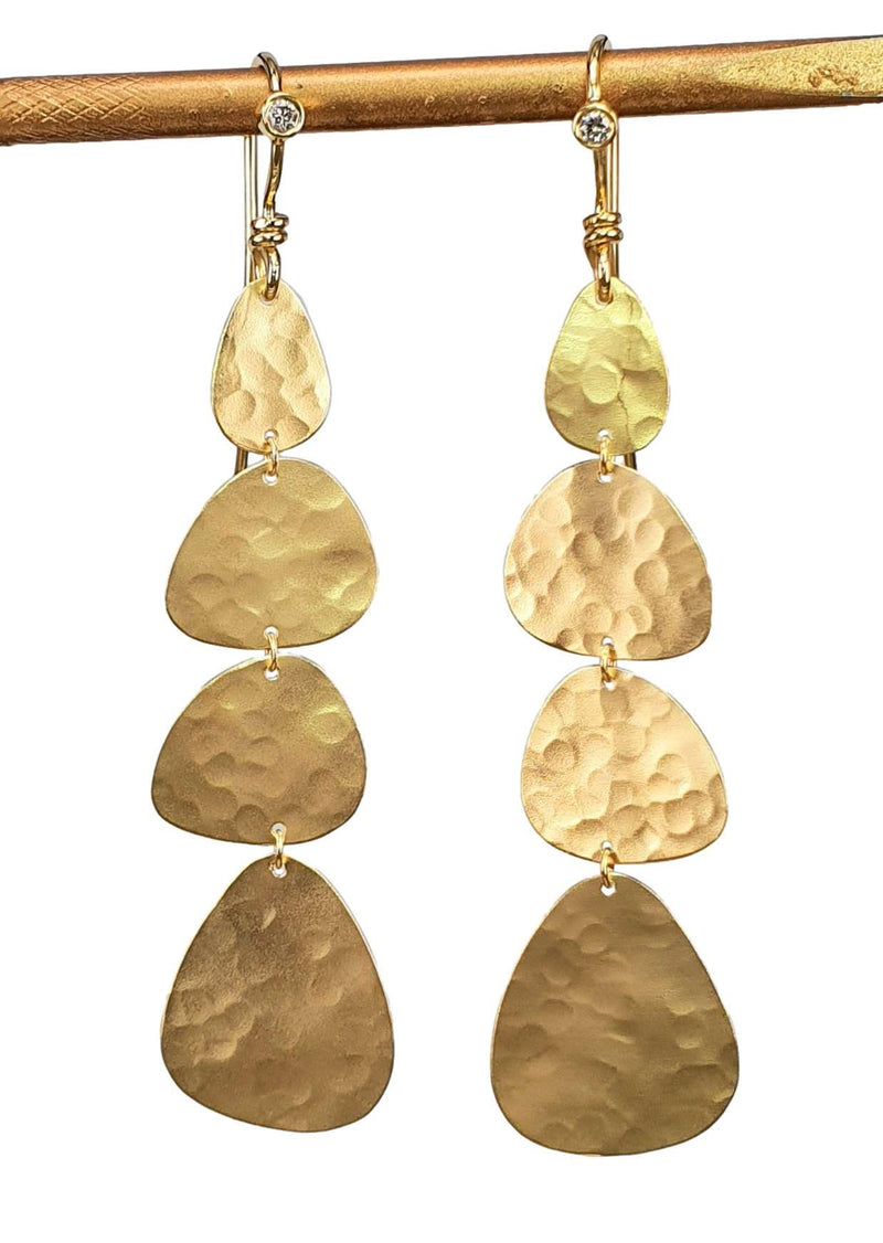 14K Gold Hammered Quadruple-Drop Diamond Earrings - M9853-Marika-Renee Taylor Gallery