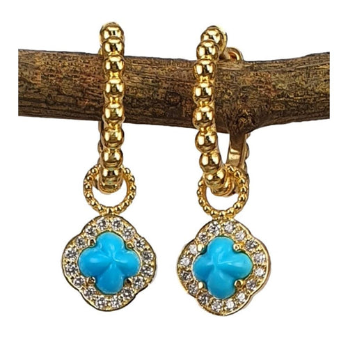 14K Gold Diamond and Turquoise Earrings - M9942-Marika-Renee Taylor Gallery