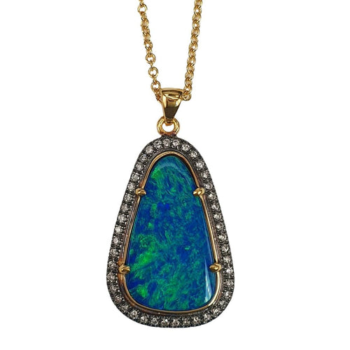14K Gold, Diamond and Teardrop Opal Necklace - M9943-Marika-Renee Taylor Gallery