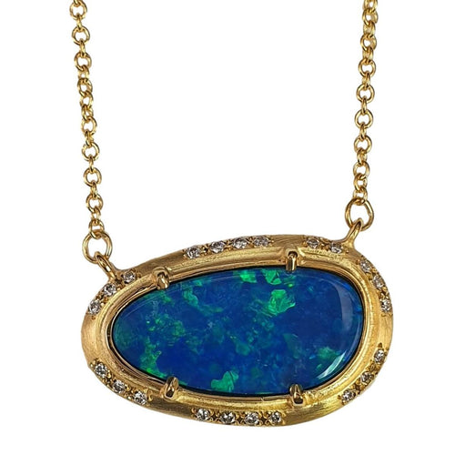 14K Gold, Diamond and Fixed Opal Necklace - M9945-Marika-Renee Taylor Gallery