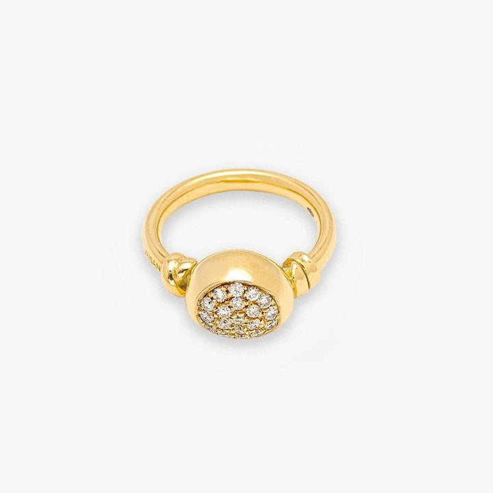18kt Gold Ring with Nugget and White Diamond Pavé - A2040-Misani Milano-Renee Taylor Gallery