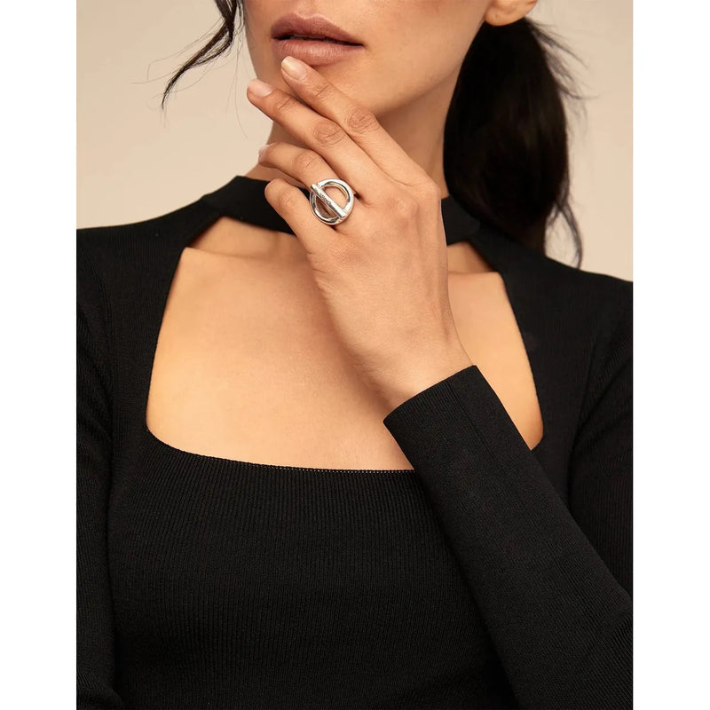 On/Off Sterling Silver Sterling Silver Plated Ring - ANI0626MTL-UNO de 50-Renee Taylor Gallery