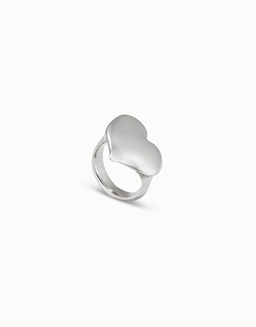 Sterling Silver-Plated Large Heart Shaped Ring - ANI0700MTL00018-Uno de 50-Renee Taylor Gallery