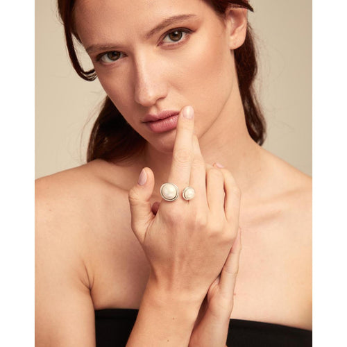 Silver Artsy Ring with Pearls - ANI0801BPLMTL-UNO de 50-Renee Taylor Gallery