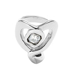 Sterling Silver Plated Ring with Large Heart and Central Clear Crystal - ANI0842CRSMTL-UNO de 50-Renee Taylor Gallery