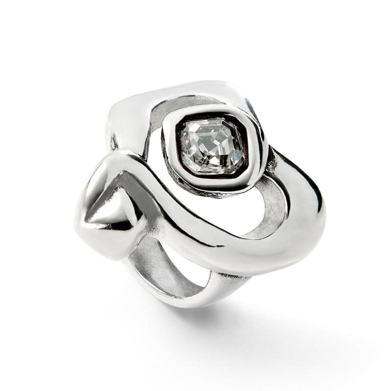 Sterling Silver Plated Ring with Large Heart and Central Clear Crystal - ANI0842CRSMTL-UNO de 50-Renee Taylor Gallery