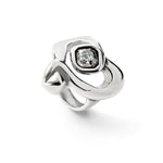 Sterling Silver Plated Ring with Large Heart and Central Clear Crystal - ANI0842CRSMTL-UNO de 50-Renee Taylor Gallery