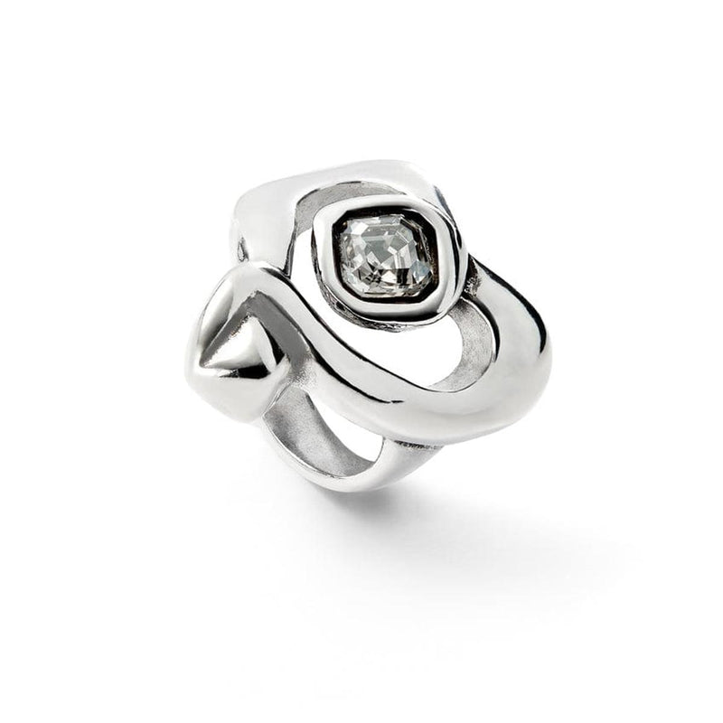 Sterling Silver Plated Ring with Large Heart and Central Clear Crystal - ANI0842CRSMTL-UNO de 50-Renee Taylor Gallery