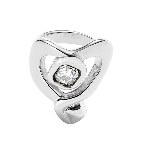 Sterling Silver Plated Ring with Large Heart and Central Clear Crystal - ANI0842CRSMTL-UNO de 50-Renee Taylor Gallery