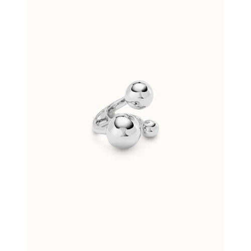 Sterling Silver Plated Ring with Three Bubble-Shaped Beads of Different Sizes - ANI0843MTL-UNO de 50-Renee Taylor Gallery