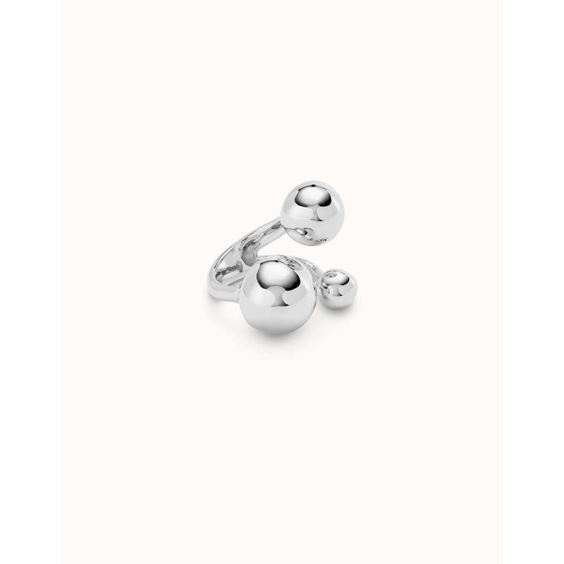 Sterling Silver Plated Ring with Three Bubble-Shaped Beads of Different Sizes - ANI0843MTL-UNO de 50-Renee Taylor Gallery