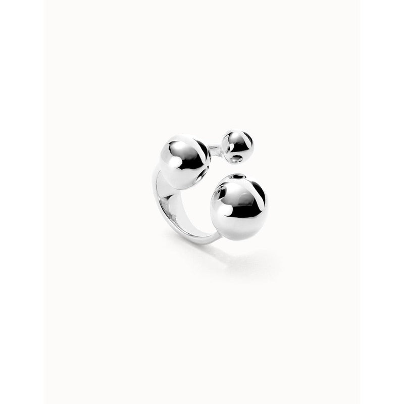 Sterling Silver Plated Ring with Three Bubble-Shaped Beads of Different Sizes - ANI0843MTL-UNO de 50-Renee Taylor Gallery