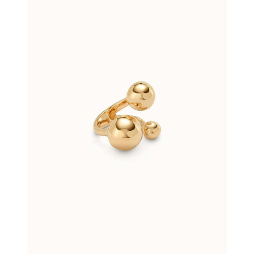 18K Gold Plated Ring with Three Bubble-Shaped Beads of Different Sizes - ANI0843ORO-UNO de 50-Renee Taylor Gallery