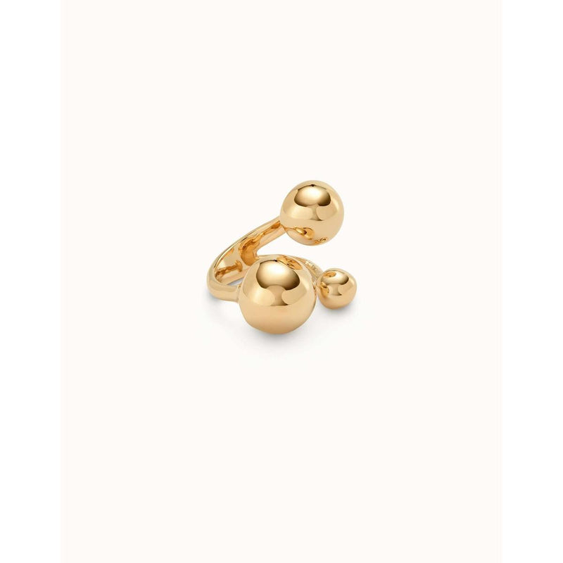 18K Gold Plated Ring with Three Bubble-Shaped Beads of Different Sizes - ANI0843ORO-UNO de 50-Renee Taylor Gallery