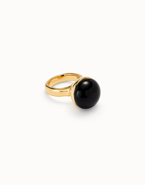 Ring with black murano glass - ANI0845NGRORO-UNO de 50-Renee Taylor Gallery