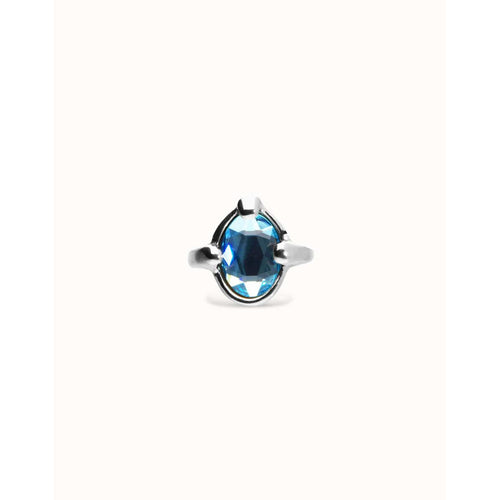 Ser Deslumbrante Blue Oval Faceted Crystal Silver Plated Ring - ANI0850AZUMTL-UNO de 50-Renee Taylor Gallery
