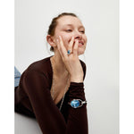 Ser Deslumbrante Blue Oval Faceted Crystal Silver Plated Ring - ANI0850AZUMTL-UNO de 50-Renee Taylor Gallery