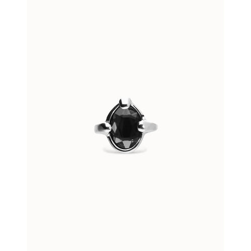 Ser Deslumbrante Oval Faceted Black Crystal Silver Plated Ring - ANI0850NGRMTL-UNO de 50-Renee Taylor Gallery