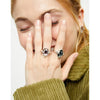 Ser Deslumbrante Oval Faceted Black Crystal Silver Plated Ring - ANI0850NGRMTL-UNO de 50-Renee Taylor Gallery