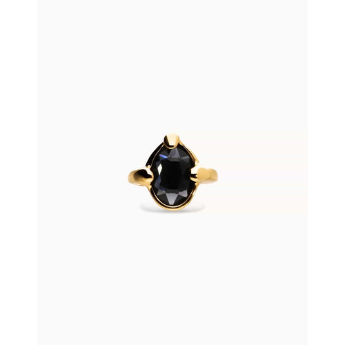 Ser Deslumbrante Oval Faceted Black Crystal Gold Plated Ring - ANI0850NGRORO-UNO de 50-Renee Taylor Gallery