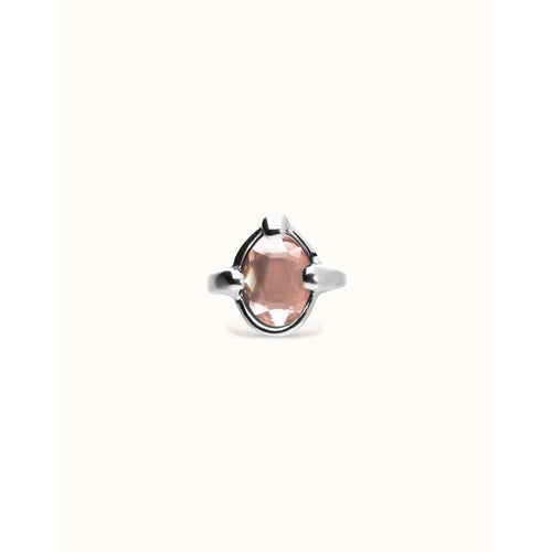 Ser Deslumbrante Pink Oval Faceted Crystal Silver Plated Ring - ANI0850RSAMTL-UNO de 50-Renee Taylor Gallery