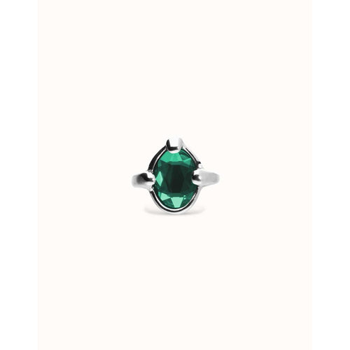 Ser Deslumbrante Green Oval Faceted Crystal Silver Plated Ring - ANI0850VRDMTL-UNO de 50-Renee Taylor Gallery