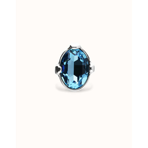 Ser Deslumbrante Blue Oval Faceted Crystal Large Silver Plated Ring - ANI0851AZUMTL-UNO de 50-Renee Taylor Gallery