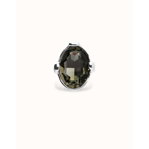 Ser Deslumbrante Grey Oval Faceted Crystal Large Silver Plated Ring - ANI0851GRSMTL-UNO de 50-Renee Taylor Gallery