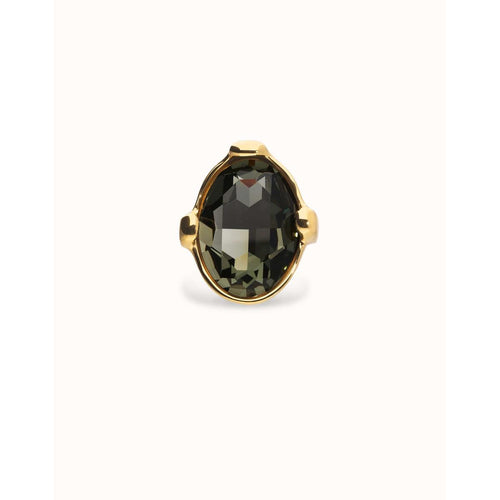 Ser Deslumbrante Oval Faceted Gray Crystal Large Gold Plated Ring - ANI0851GRSORO-UNO de 50-Renee Taylor Gallery