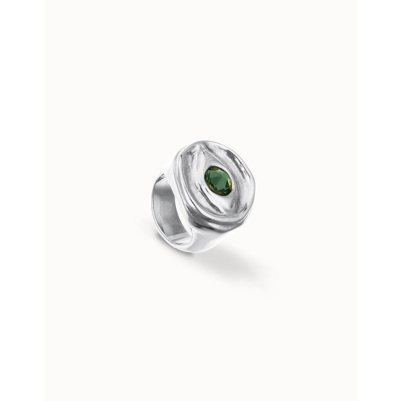 Ser Intuitiva Eye-Shaped Signet Ring with Faceted Green Crystal - ANI0856VRDMTL-UNO de 50-Renee Taylor Gallery