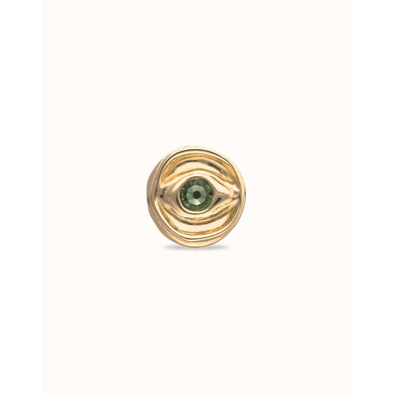 Ser Intuitiva Gold Eye-Shaped Signet Ring with Faceted Green Crystal - ANI0856VRDORO-UNO de 50-Renee Taylor Gallery