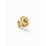 Ser Intuitiva Gold Eye-Shaped Signet Ring with Faceted Green Crystal - ANI0856VRDORO-UNO de 50-Renee Taylor Gallery