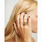 Golden Ring with Three Intertwined Organic Shapes - ANI0862ORO-UNO de 50-Renee Taylor Gallery